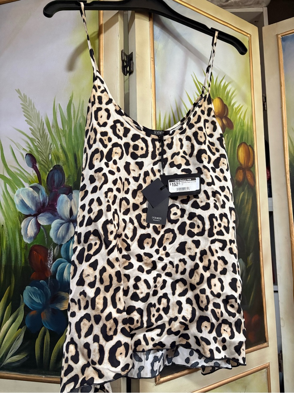 Seventy Leopard Print Satin Cami in Beige Black Brown